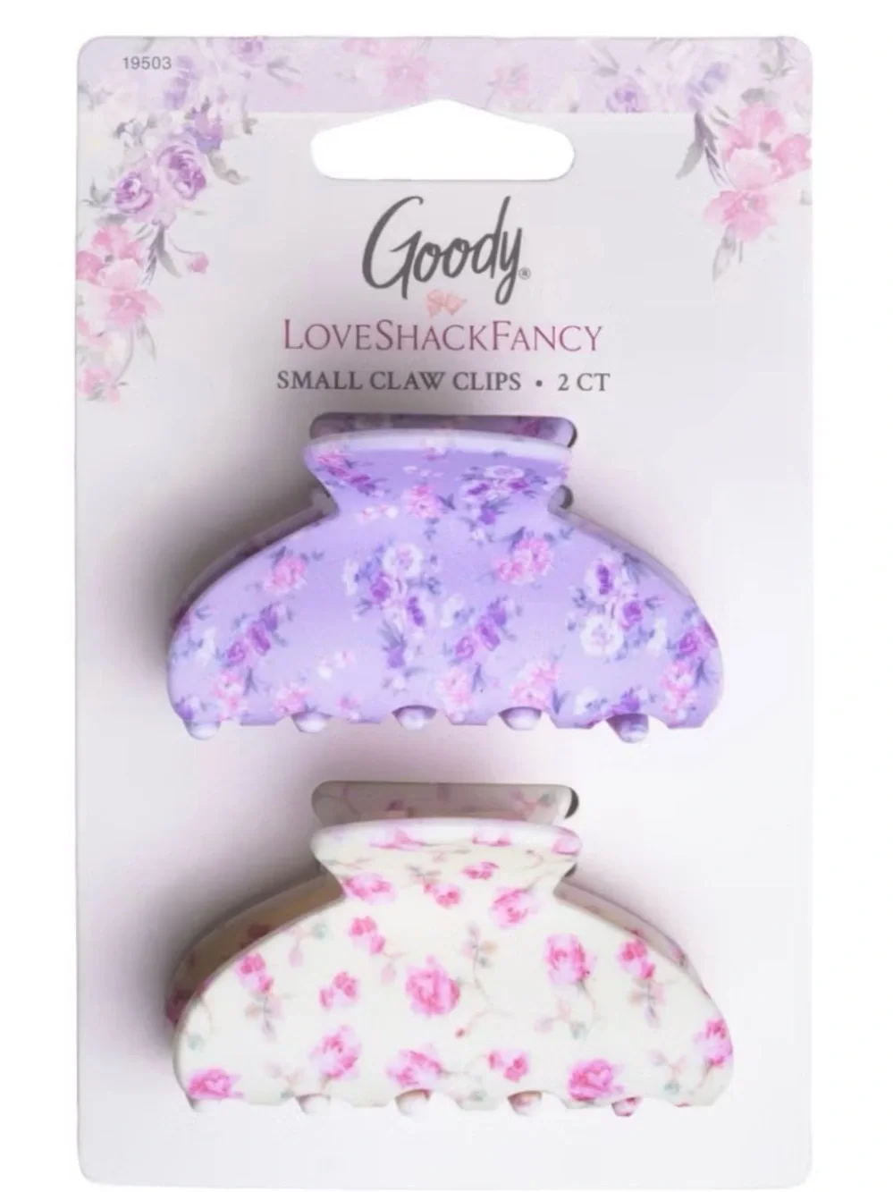 LoveShackFancy Lavender & Cream Floral Small Claw Clip Duo